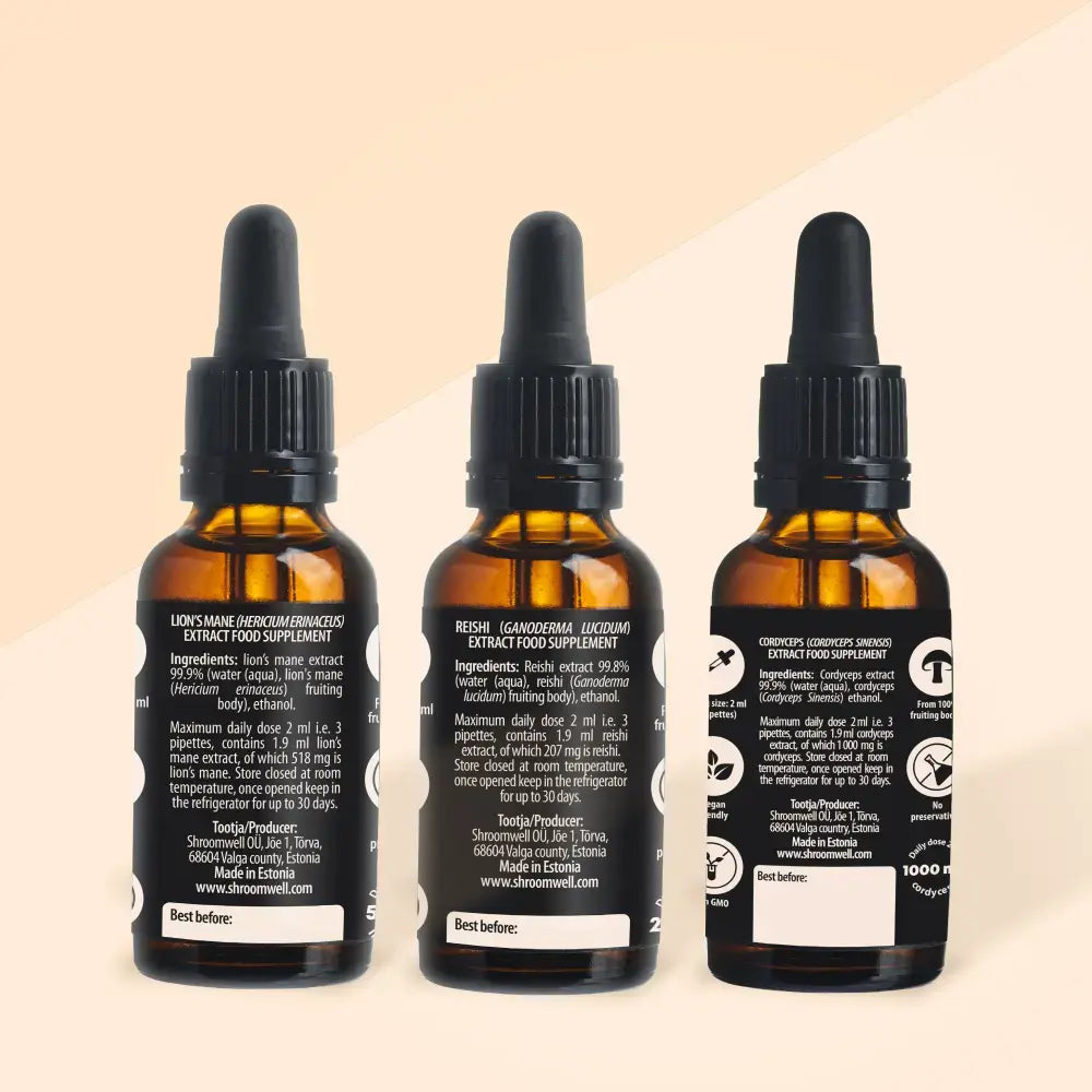 ENIMMÜÜDUD KOMBO 3x30ml (Lion's Mane, Reishi, Korditseps)